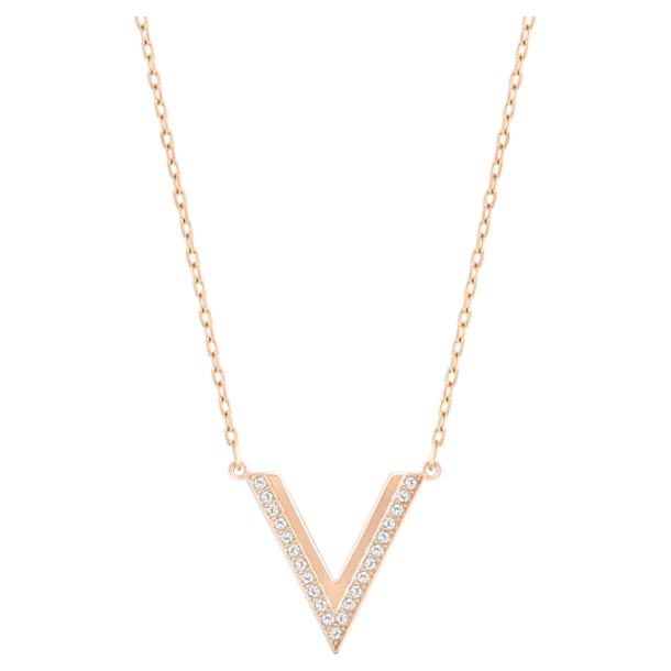 Delta necklace, White, Rose-gold tone plated - Swarovski, 5528910