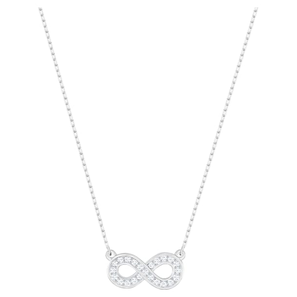 Infinity necklace, White, Rhodium plated - Swarovski, 5528911
