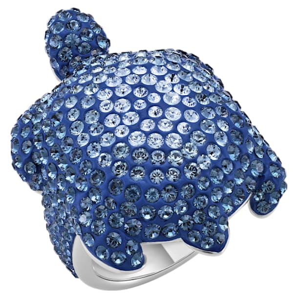 Mustique Sea Life Turtle Ring, Large, Blue, Palladium plated - Swarovski, 5535424