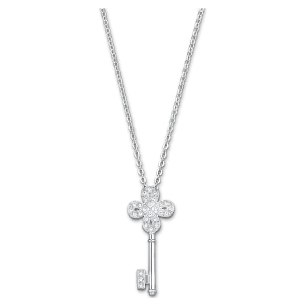 Noble Key pendant, Key, White, Rhodium plated - Swarovski, 5535524