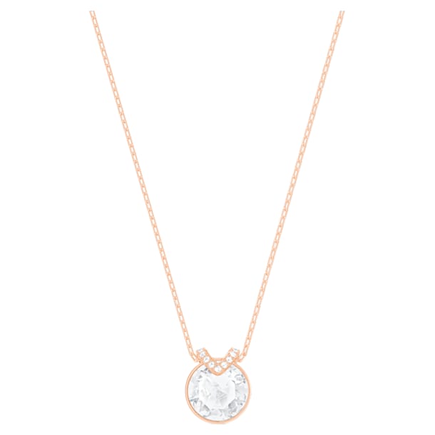 Bella V pendant, White, Rose-gold tone plated - Swarovski, 5535528
