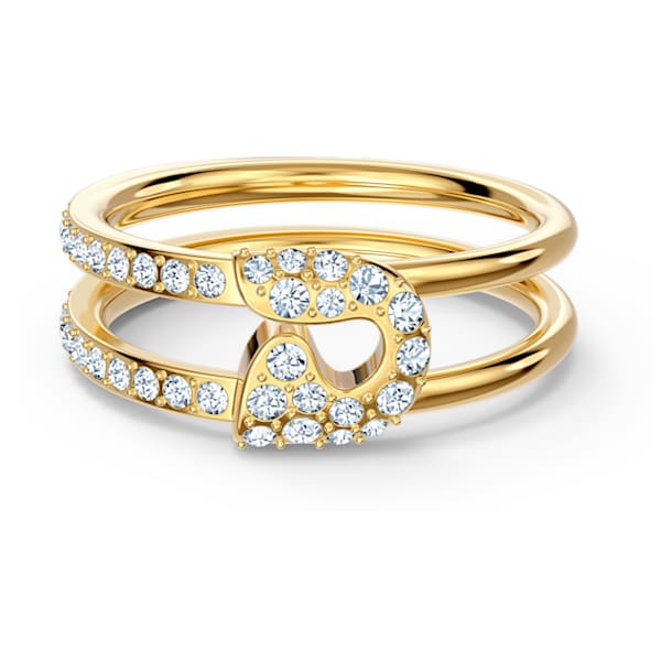 So Cool Pin ring, White, Gold-tone plated - Swarovski, 5535564