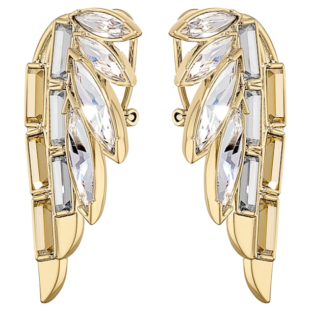 Wonder Woman stud earrings, White, Gold-tone plated - Swarovski, 5535589