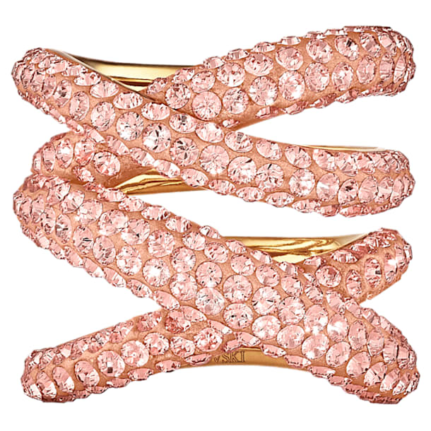Tigris wide ring, Pink, Gold-tone plated - Swarovski, 5535954