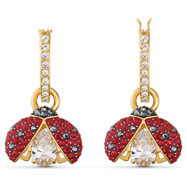 Swarovski Sparkling Dance Ladybug Pierced Earrings, Red, Gold-tone plated - Swarovski, 5537490
