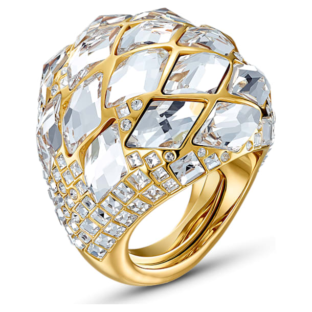 Tropical 戒指, 白色, 鍍金色色調 - Swarovski, 5539036