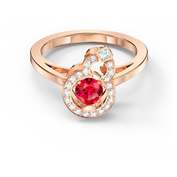 Full Blessing Hulu 戒指, 紅色, 鍍玫瑰金色調 - Swarovski, 5539901