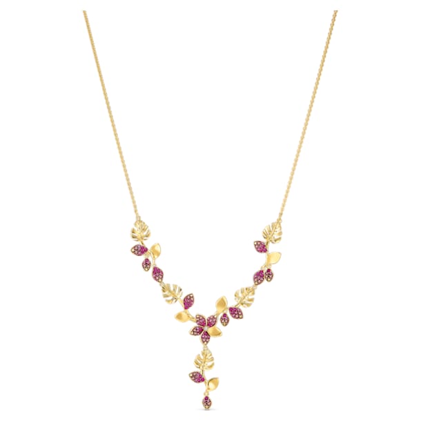 Tropical Flower necklace, Pink, Gold-tone plated - Swarovski, 5541061