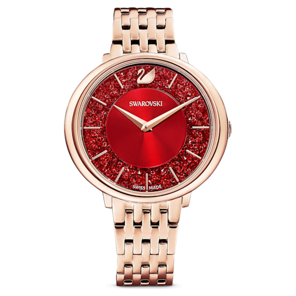 Crystalline Chic watch, Metal bracelet, Red, Rose-gold tone PVD - Swarovski, 5547608