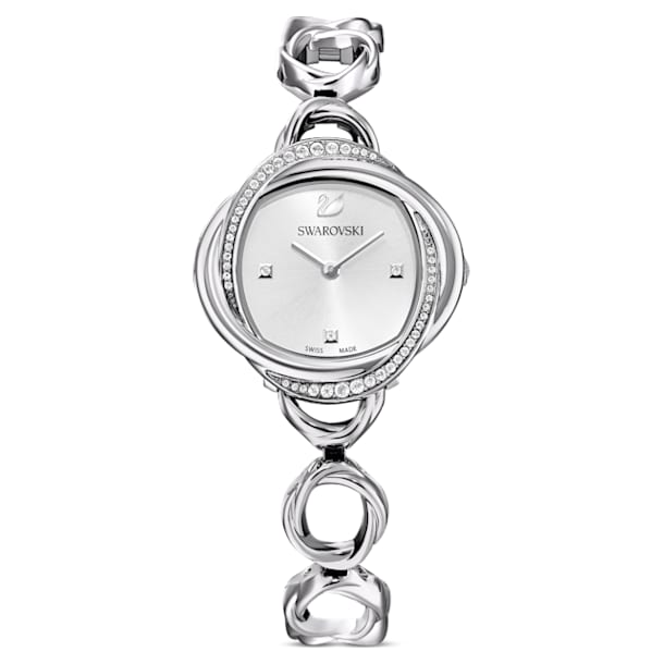Crystal Flower watch, Metal bracelet, Silver tone, Stainless steel - Swarovski, 5547622