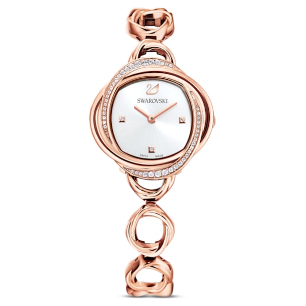 Relógio Crystal Flower, Pulseira de metal, Tom ouro rosa, Acabamento em rosa dourado - Swarovski, 5547626