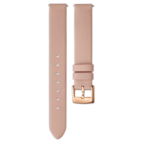 14mm Watch strap, Leather, Pink, Rose-gold tone PVD - Swarovski, 5548138