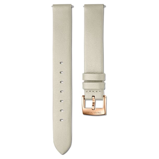 Bracelete de relógio de 14 mm, couro, cinzento‑acastanhada, PVD Rosa dourado - Swarovski, 5548142