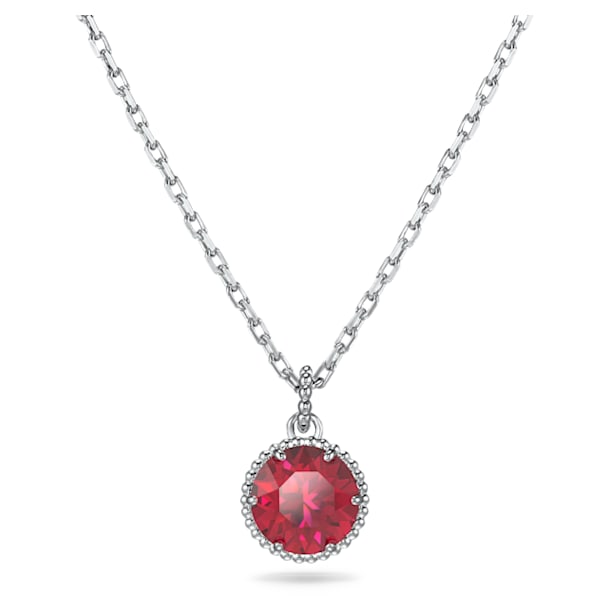 Birthstone pendant, Round cut, July, Red, Rhodium plated - Swarovski, 5555795