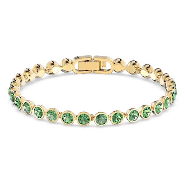 Tennis bracelet, Round, Green, Gold-tone plated - Swarovski, 5555824