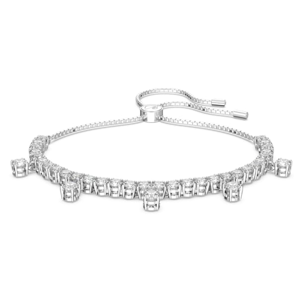 Subtle Drops bracelet, White, Rhodium plated - Swarovski, 5556913