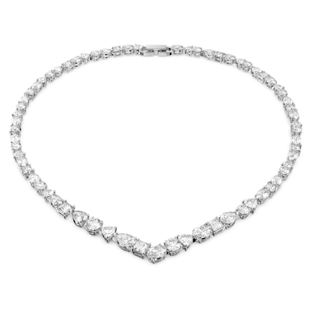 스와로브스키 목걸이 Swarovski Tennis Deluxe necklace, Mixed crystals cut, White, Rhodium plated