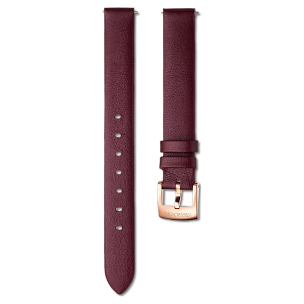 14mm Watch strap, Leather, Burgundy, Rose gold - Swarovski, 5559052