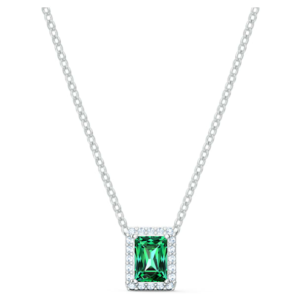 Collar Angelic, Rectangular, Verde, Baño de rodio - Swarovski, 5559380