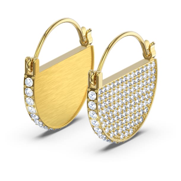 Ginger hoop earrings, White, Gold-tone plated - Swarovski, 5560492