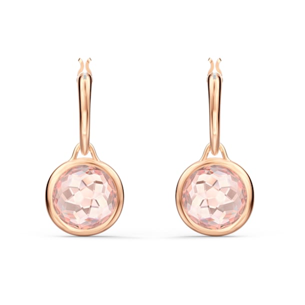 Tahlia hoop earrings, Round, Pink, Rose gold-tone plated - Swarovski, 5560932