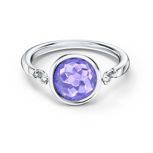 Tahlia 戒指, 圆形切割, 蓝色, 镀铑 - Swarovski, 5560946