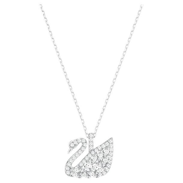 Swan Lake pendant, Swan, White, Rhodium plated - Swarovski, 5561477