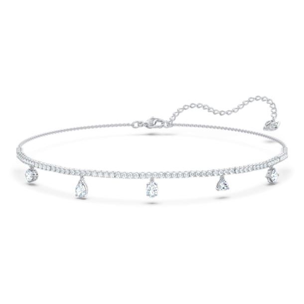 Obojkový náhrdelník Tennis Deluxe, Různé výbrusy, Bílá, Pokoveno rhodiem - Swarovski, 5562084