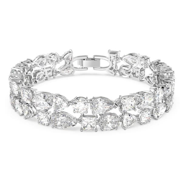 Tennis Deluxe bracelet, Mixed crystals cut, White, Rhodium plated - Swarovski, 5562088