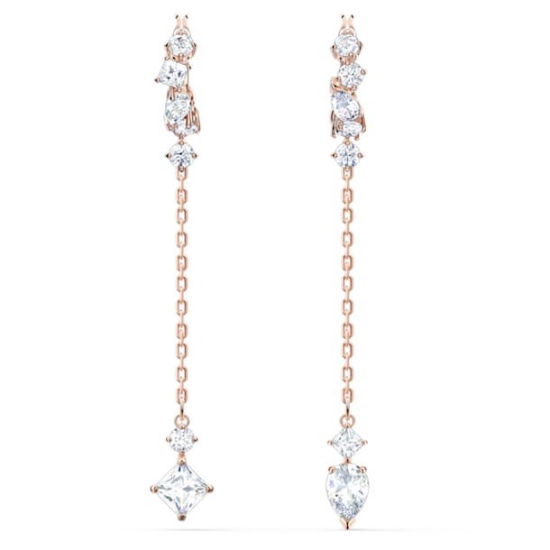Attract earrings, White, Rose gold-tone plated - Swarovski, 5563118