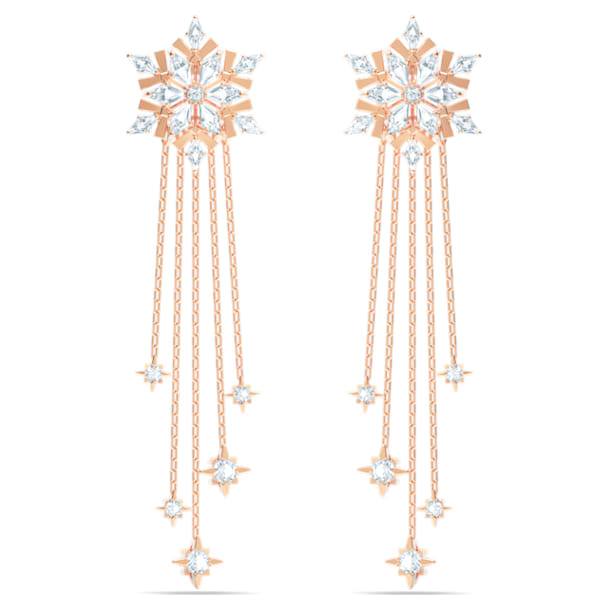 Magic earrings, Snowflake, White, Rose gold-tone plated - Swarovski, 5566674