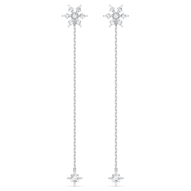 Magic earrings, Snowflake, White, Rhodium plated - Swarovski, 5566677