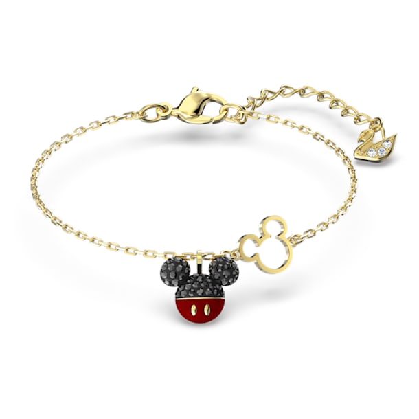Mickey 手链, 黑色, 鍍金色色調 - Swarovski, 5566689