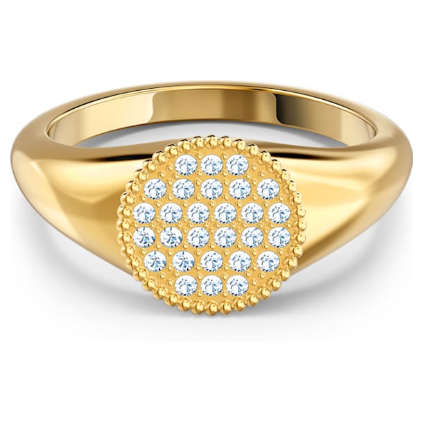 Ginger signet ring, White, Gold-tone plated - Swarovski, 5567527