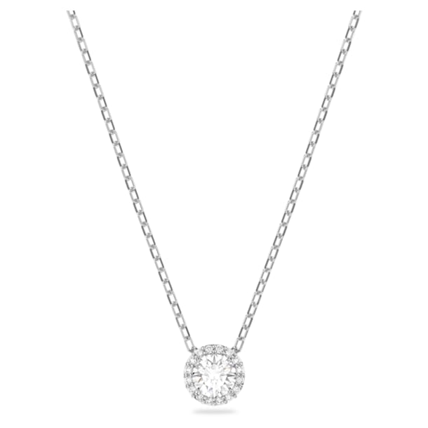 Angelic pendant, Round, White, Rhodium plated - Swarovski, 5567931