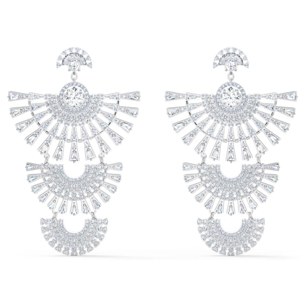 Swarovski Sparkling Dance Dial Up earrings, Larges, White, Rhodium plated - Swarovski, 5568008