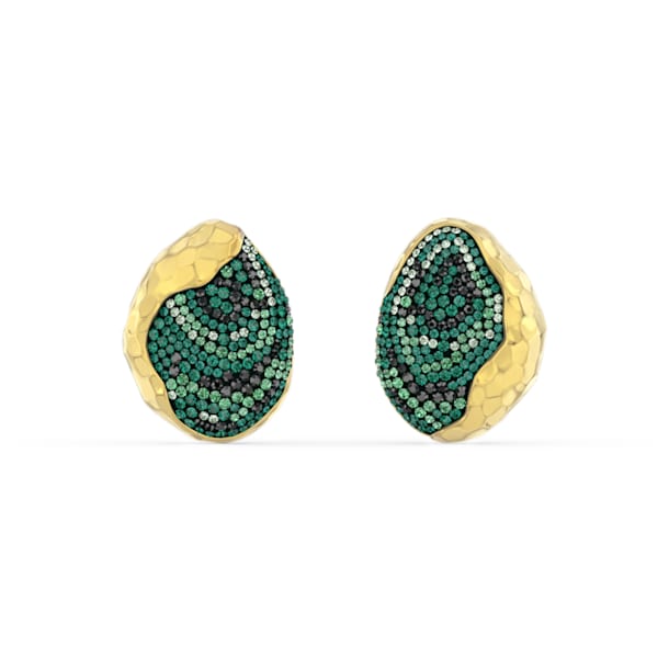 스와로브스키 귀걸이 Swarovski The Elements clip earrings, Earth element, Green, Gold-tone plated