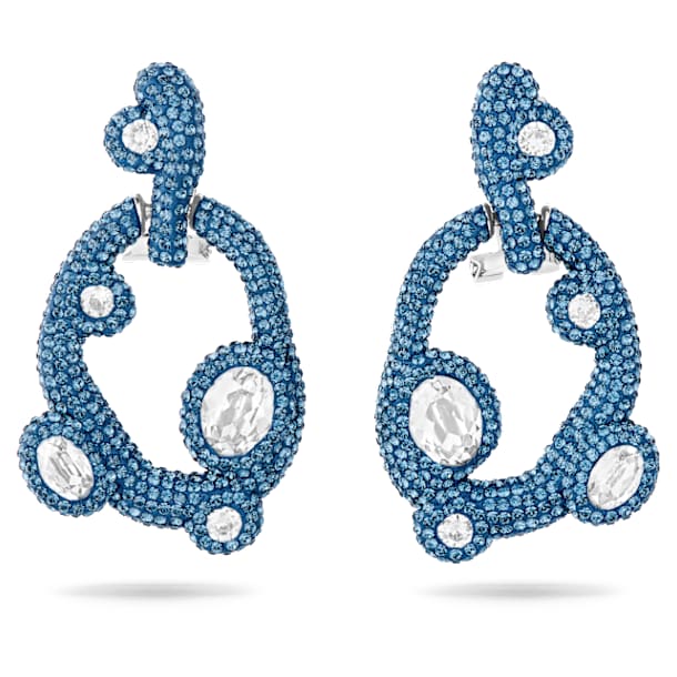 Boucles D'oreilles Cristal Turquoise Et Rouge – Métal Argenté, Sans Nickel, Neuves