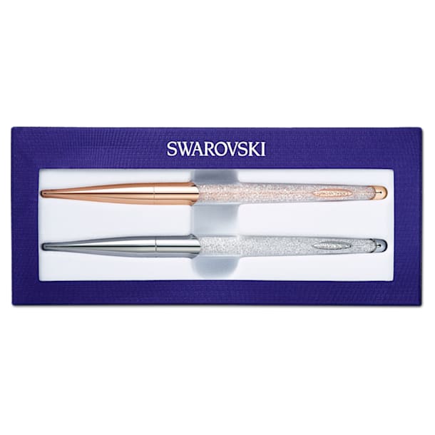 Crystalline Nova ballpoint pen, Set (2), White, Mixed metal finish - Swarovski, 5568760