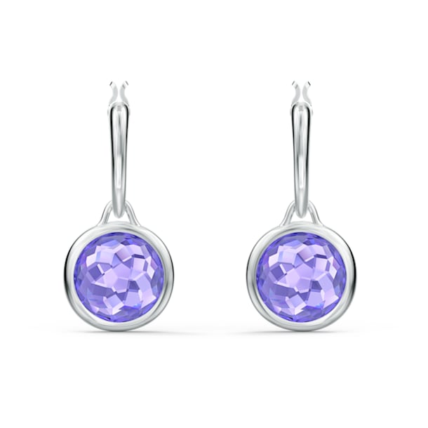 Tahlia hoop earrings, Round, Purple, Rhodium plated - Swarovski, 5572586