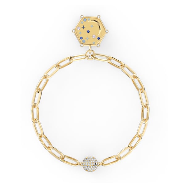 The Elements bracelet, Air element, moon and stars, Blue, Gold-tone plated - Swarovski, 5572650