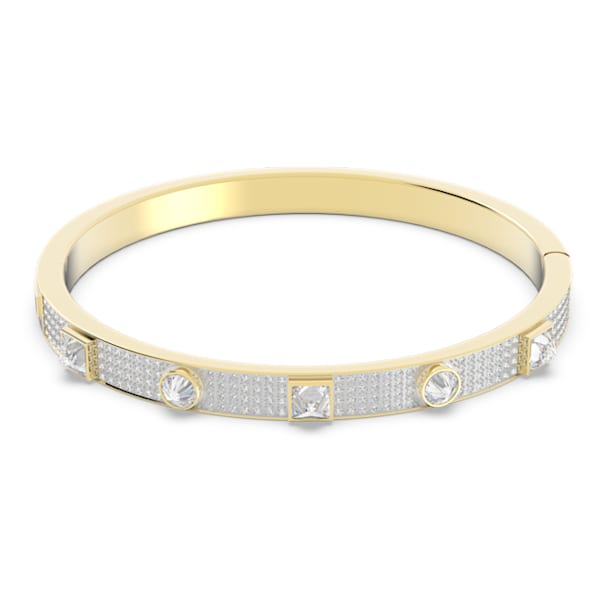 Thrilling Deluxe bangle, White, Gold-tone plated - Swarovski, 5572927