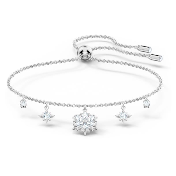Magic bracelet, Snowflake, White, Rhodium plated - Swarovski, 5576695