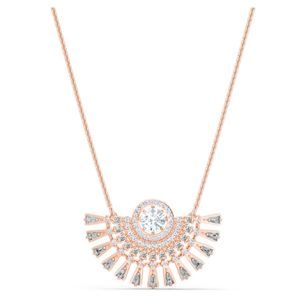 Swarovski Sparkling Dance Dial Up necklace, Medium, Grey, Rose gold-tone plated - Swarovski, 5578116