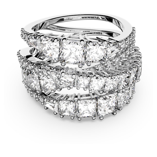 Twist Wrap ring, White, Rhodium plated - Swarovski, 5584646