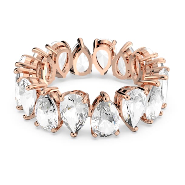 스와로브스키 반지 Swarovski Vittore ring, Pear cut crystals, White, Rose gold-tone plated