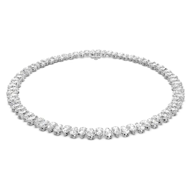 Millenia necklace, Pear cut Swarovski Zirconia, White, Rhodium plated - Swarovski, 5598362