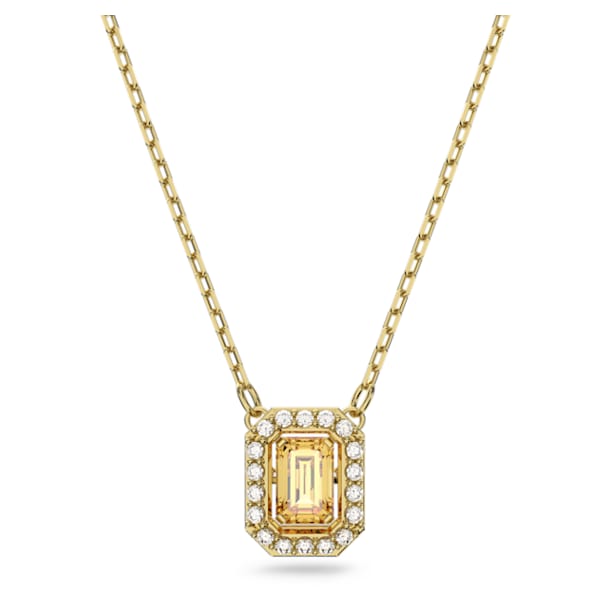Millenia necklace, Octagon cut, Yellow, Gold-tone plated - Swarovski, 5598421