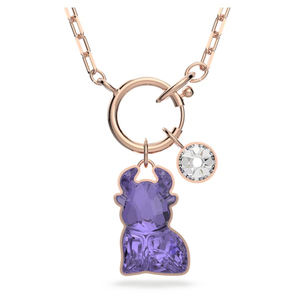 Chinese Zodiac necklace, Purple, Rose gold-tone plated - Swarovski, 5599139