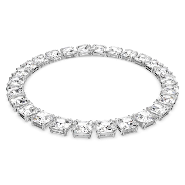 Millenia necklace, Square cut crystals, White, Rhodium plated - Swarovski, 5599206